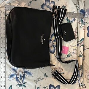 Kate Spade Black Bag with Striped Strap